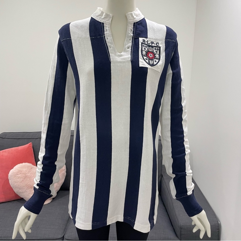 POLO RALPH LAUREN Custom Fit Lace-Up Rugby Shirt Lightweight Sweater Size Medium